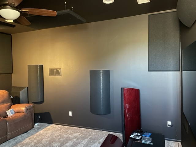 The left sidewall showing the placement of the Curve Diffusers and Fabric-Wrapped Panels